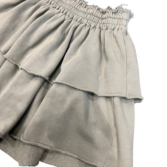 Aerie tiered jersey mini skirt sage green cotton size XS - Picture 2 of 9